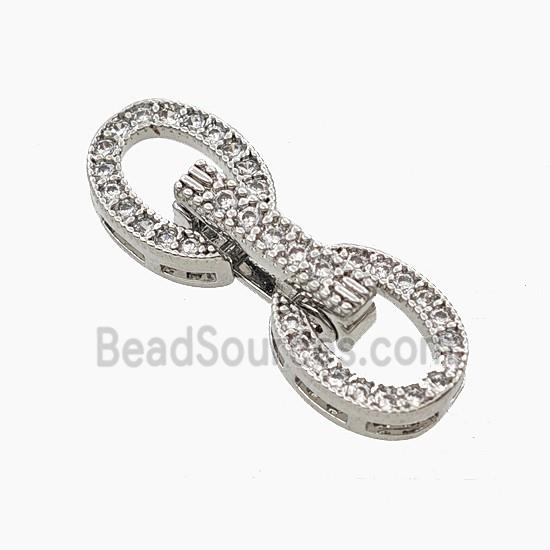 Copper Clasp Pave Zirconia Platinum Plated