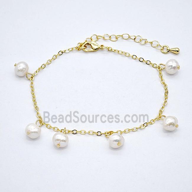 Copper Bracelet With Pearl Gold Plated