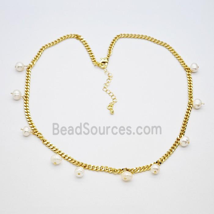 Copper Necklace With Pearl Gold Plated