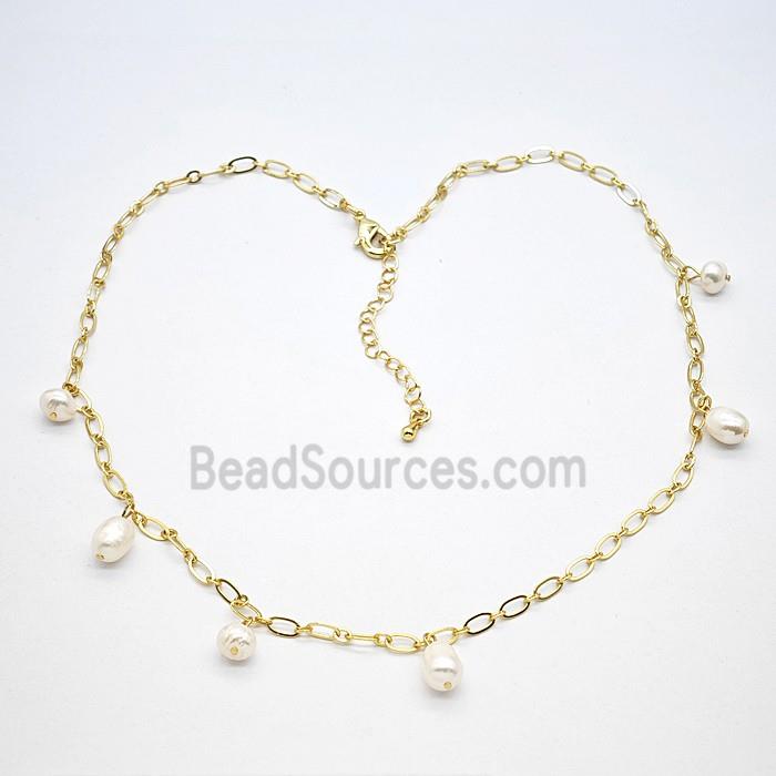 Copper Necklace With Pearl Gold Plated