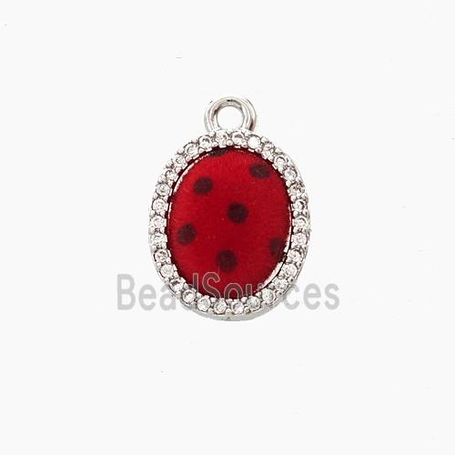 Copper Oval Pendant Pave Zirconia Resin Platinum Plated
