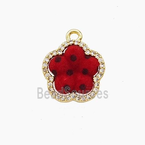 Copper Flower Pendant Pave Zirconia Resin Gold Plated