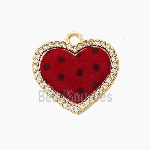 Copper Heart Pendant Pave Zirconia Resin Gold Plated