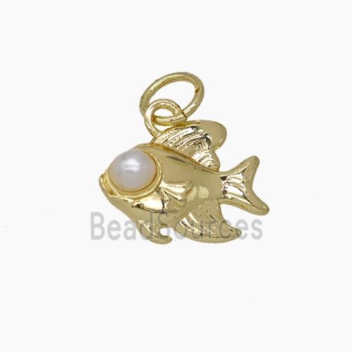 Copper Fish Pendant Pave Resin Gold Plated