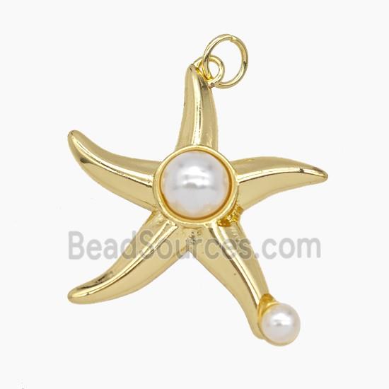 Copper Starfish Pendant Pave Resin Gold Plated