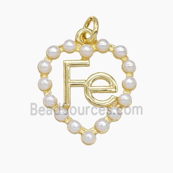 Copper Heart Fe Pendant Pave Resin Gold Plated