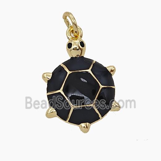 Copper Tortoise Pendant Black Enamel Gold Plated