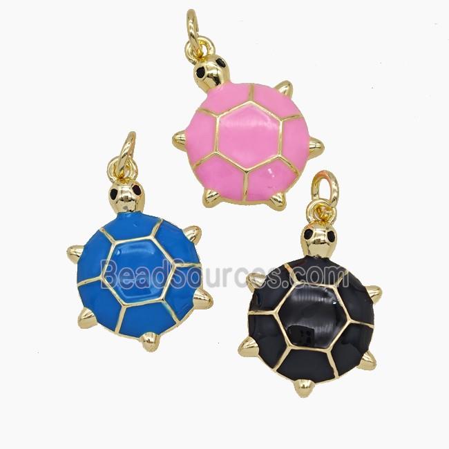 Copper Tortoise Pendant Enamel Gold Plated Mixed