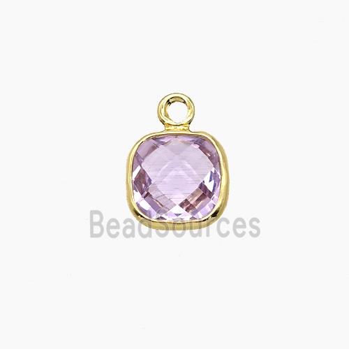 Lt.purple Crystal Glass Square Pendant