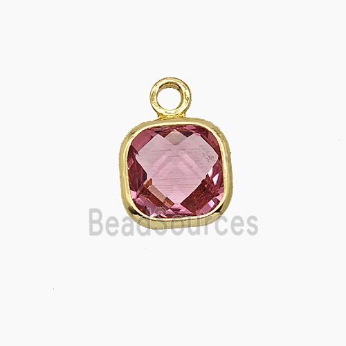 Red Crystal Glass Square Pendant