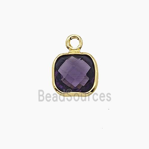 Purple Crystal Glass Square Pendant
