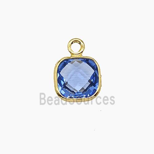 Blue Crystal Glass Square Pendant