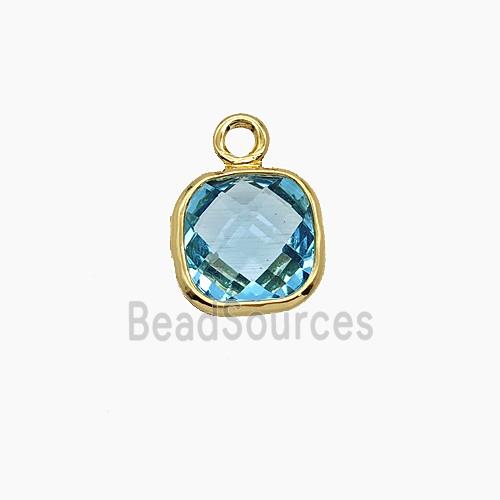 Aqua Crystal Glass Square Pendant
