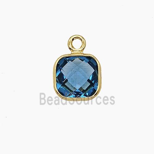 Blue Crystal Glass Square Pendant