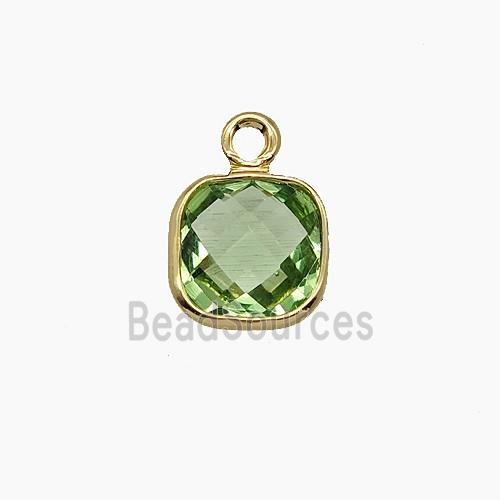 Green Crystal Glass Square Pendant