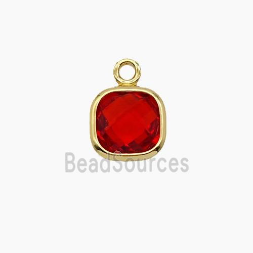 Red Crystal Glass Square Pendant