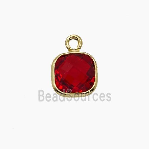 Red Crystal Glass Square Pendant