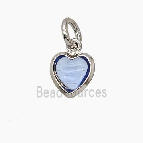 Blue Catseye Glass Heart Pendant