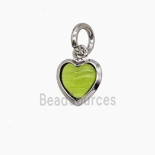 Olive Catseye Glass Heart Pendant