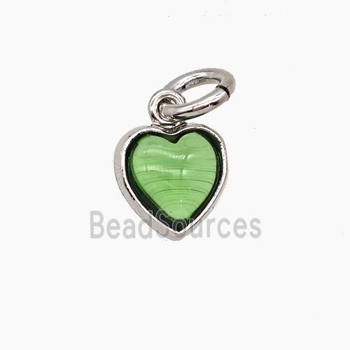 Green Catseye Glass Heart Pendant