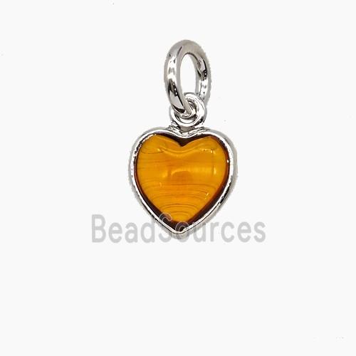 Orange Catseye Glass Heart Pendant