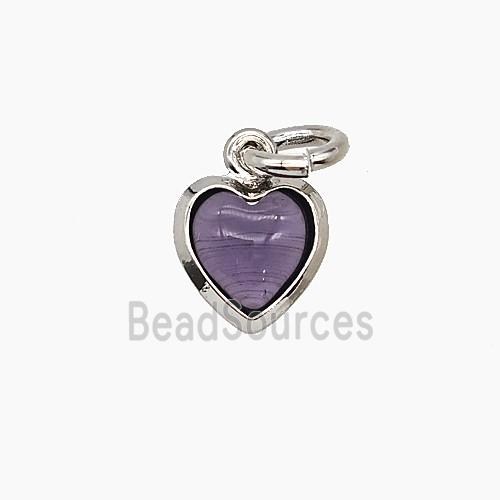 Purple Catseye Glass Heart Pendant