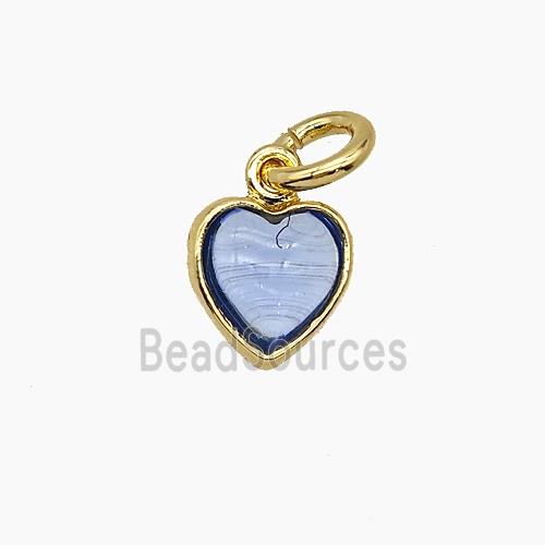 Blue Catseye Glass Heart Pendant
