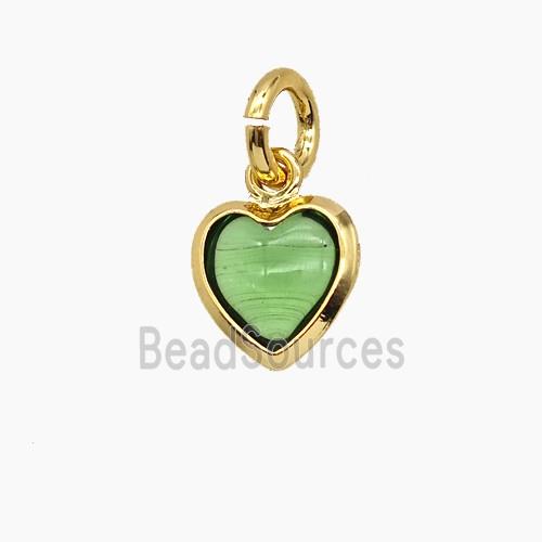 Green Catseye Glass Heart Pendant