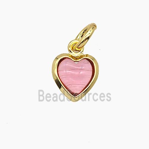 Pink Catseye Glass Heart Pendant