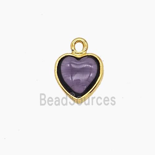 Purple Catseye Glass Heart Pendant
