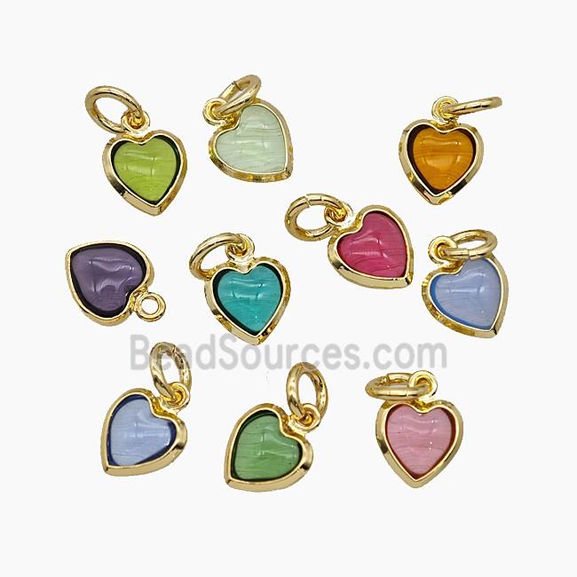 Catseye Glass Heart Pendant Mixed