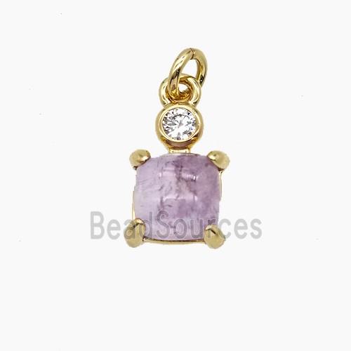 Copper Tortoise Pendant Pave Zirconia Amethyst Gold Plated