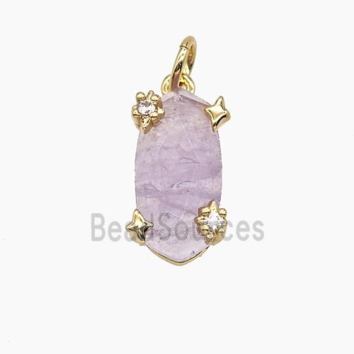 Purple Amethyst Oval Pendant Copper Gold Plated