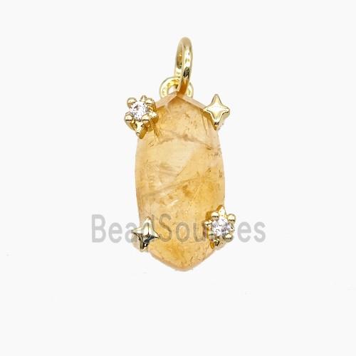 Yellow Citrine Oval Pendant Copper Gold Plated