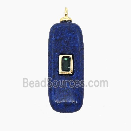 Blue Lapis Lazuli Rectangle Pendant Pave Zirconia