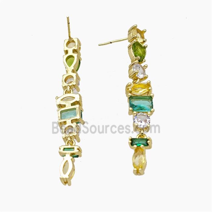 Copper Stud Earrings Pave Zirconia Gold Plated