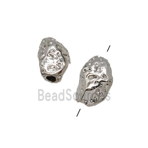 Copper Beads Freeform Hammered Platinum Plated