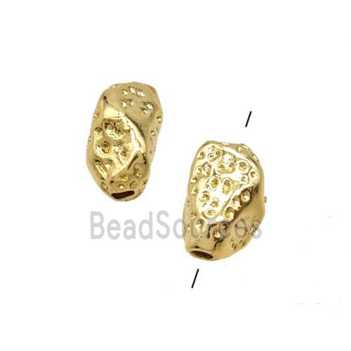 Copper Beads Freeform Hammered Gold Plated