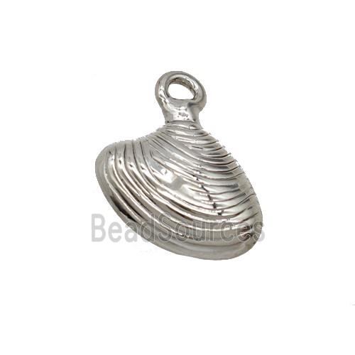 Copper Scallop Shell Pendant Platinum Plated