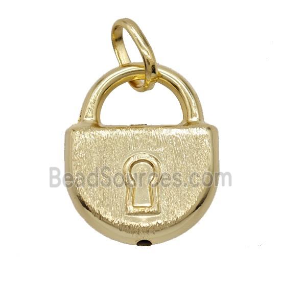 Copper Lock Pendant Brushed Gold Plated
