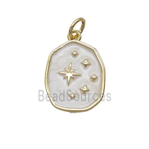 Copper Star Pendant White Enamel Gold Plated