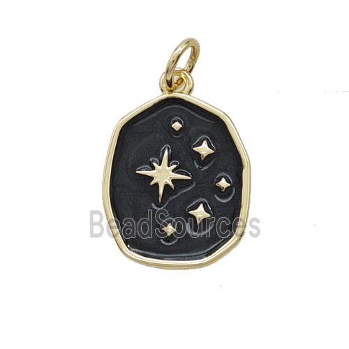 Copper Star Pendant Black Enamel Gold Plated