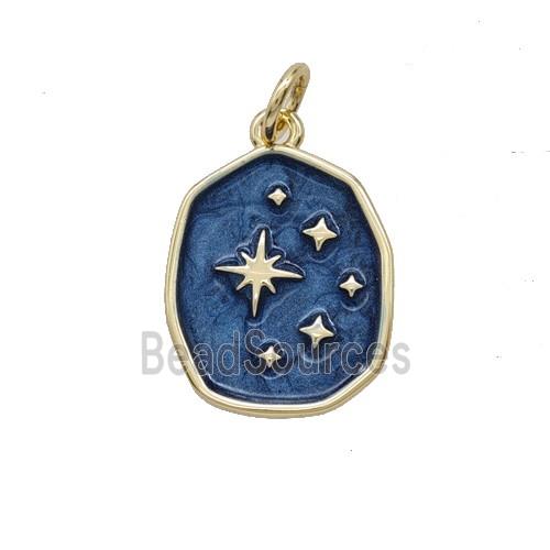 Copper Star Pendant Blue Enamel Gold Plated