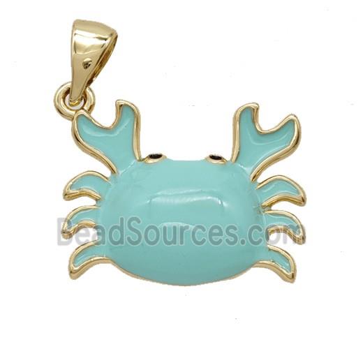 Copper Crab Pendant Turqblue Enamel Gold Plated