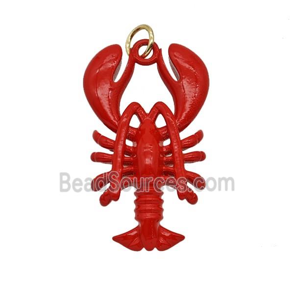 Copper Crab Pendant Red Enamel Gold Plated