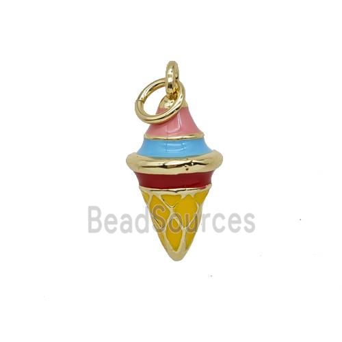 Copper Ice Cream Pendant Multicolor Enamel Gold Plated