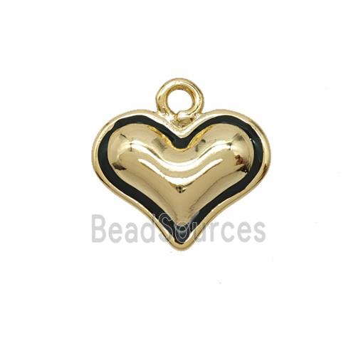 Copper Heart Pendant Black Enamel Gold Plated