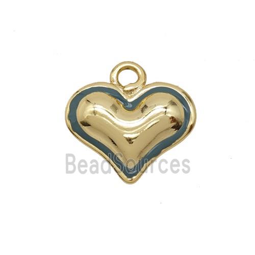 Copper Heart Pendant Teal Enamel Gold Plated