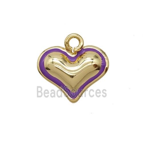 Copper Heart Pendant Lavender Enamel Gold Plated