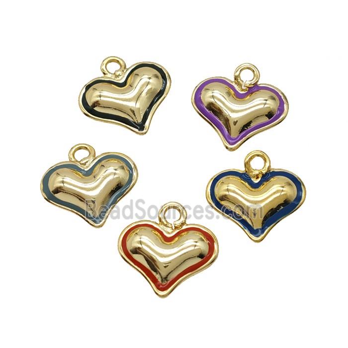 Copper Heart Pendant Enamel Gold Plated Mixed